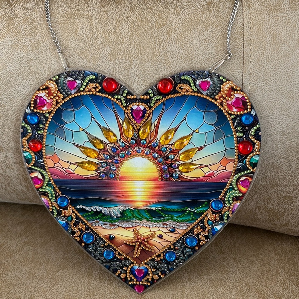 Colorful Heart-Shaped Sunburst Art Piece.  Sun Rise